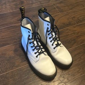 dr martens white 1460 womens smooth leather lace up boots